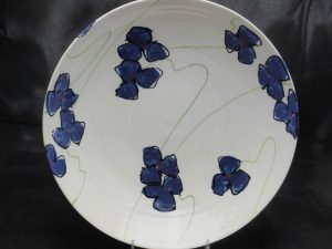 Basalt servies porselein fruitschaal Blauwe bloem