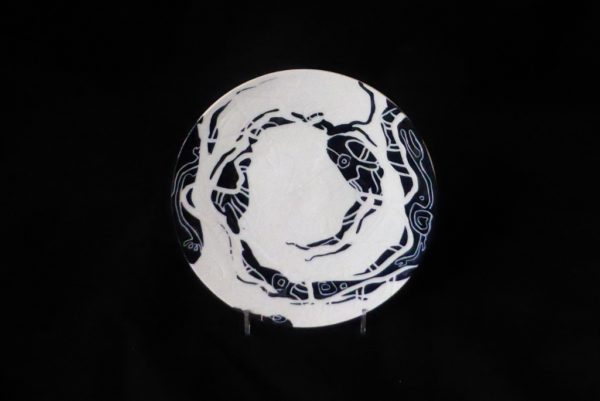 Basalt servies porselein gebaksbord zonder rand zwart-wit
